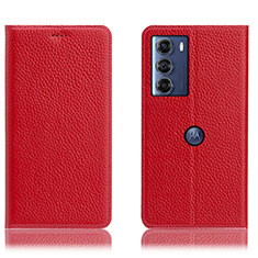 Funda de Cuero Cartera con Soporte Carcasa H02P para Motorola Moto G200 5G Rojo