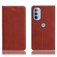 Funda de Cuero Cartera con Soporte Carcasa H02P para Motorola Moto G31 Marron