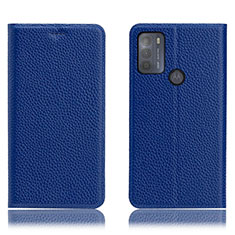 Funda de Cuero Cartera con Soporte Carcasa H02P para Motorola Moto G50 Azul