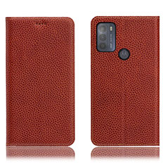 Funda de Cuero Cartera con Soporte Carcasa H02P para Motorola Moto G50 Marron