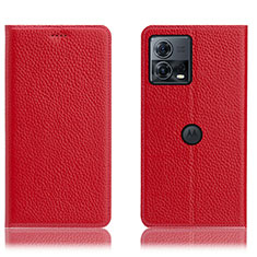 Funda de Cuero Cartera con Soporte Carcasa H02P para Motorola Moto S30 Pro 5G Rojo