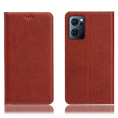 Funda de Cuero Cartera con Soporte Carcasa H02P para OnePlus Nord CE 2 5G Marron