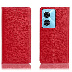 Funda de Cuero Cartera con Soporte Carcasa H02P para Oppo A1 5G Rojo