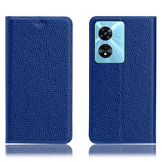 Funda de Cuero Cartera con Soporte Carcasa H02P para Oppo A18 Azul