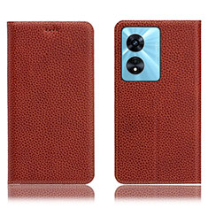 Funda de Cuero Cartera con Soporte Carcasa H02P para Oppo A18 Marron