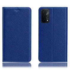 Funda de Cuero Cartera con Soporte Carcasa H02P para Oppo A74 5G Azul