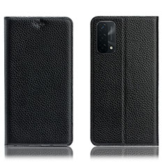 Funda de Cuero Cartera con Soporte Carcasa H02P para Oppo A74 5G Negro