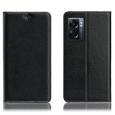 Funda de Cuero Cartera con Soporte Carcasa H02P para Oppo A77 5G Negro