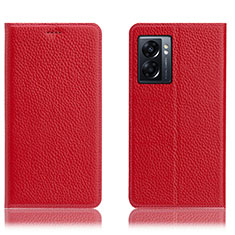 Funda de Cuero Cartera con Soporte Carcasa H02P para Oppo A77 5G Rojo