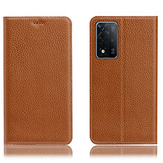 Funda de Cuero Cartera con Soporte Carcasa H02P para Oppo A93s 5G Marron Claro