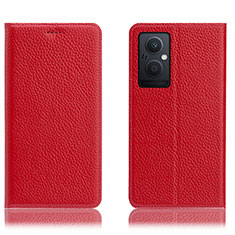 Funda de Cuero Cartera con Soporte Carcasa H02P para Oppo A96 5G Rojo