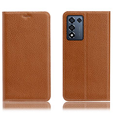 Funda de Cuero Cartera con Soporte Carcasa H02P para Oppo K9S 5G Marron Claro