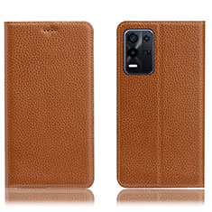 Funda de Cuero Cartera con Soporte Carcasa H02P para Oppo K9X 5G Marron Claro