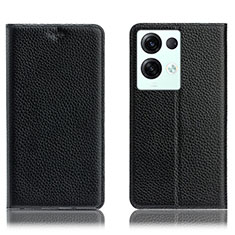 Funda de Cuero Cartera con Soporte Carcasa H02P para Oppo Reno8 Pro 5G Negro