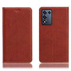 Funda de Cuero Cartera con Soporte Carcasa H02P para Realme 9 SE 5G Marron