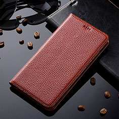 Funda de Cuero Cartera con Soporte Carcasa H02P para Realme C20A Marron