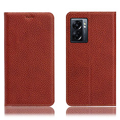 Funda de Cuero Cartera con Soporte Carcasa H02P para Realme V23i 5G Marron