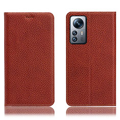 Funda de Cuero Cartera con Soporte Carcasa H02P para Xiaomi Mi 12 5G Marron