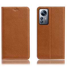 Funda de Cuero Cartera con Soporte Carcasa H02P para Xiaomi Mi 12 Lite 5G Marron Claro