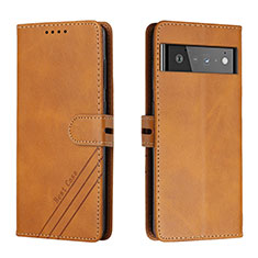 Funda de Cuero Cartera con Soporte Carcasa H02X para Google Pixel 6 5G Marron Claro