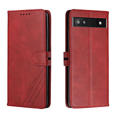 Funda de Cuero Cartera con Soporte Carcasa H02X para Google Pixel 6a 5G Rojo