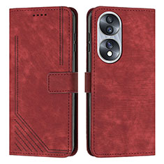 Funda de Cuero Cartera con Soporte Carcasa H02X para Huawei Honor 70 5G Rojo