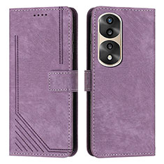 Funda de Cuero Cartera con Soporte Carcasa H02X para Huawei Honor 70 Pro 5G Morado