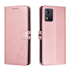 Funda de Cuero Cartera con Soporte Carcasa H02X para Motorola Moto E13 Oro Rosa