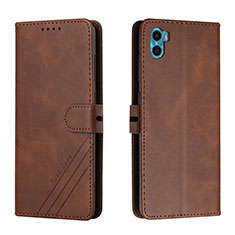 Funda de Cuero Cartera con Soporte Carcasa H02X para Motorola Moto E32 India Marron