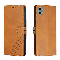 Funda de Cuero Cartera con Soporte Carcasa H02X para Motorola Moto E32 India Marron Claro