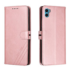 Funda de Cuero Cartera con Soporte Carcasa H02X para Motorola Moto E32 India Oro Rosa