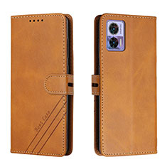 Funda de Cuero Cartera con Soporte Carcasa H02X para Motorola Moto Edge 30 Lite 5G Marron Claro