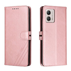 Funda de Cuero Cartera con Soporte Carcasa H02X para Motorola Moto G53y 5G Oro Rosa