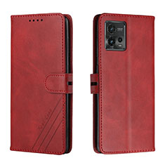 Funda de Cuero Cartera con Soporte Carcasa H02X para Motorola Moto G72 Rojo