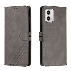 Funda de Cuero Cartera con Soporte Carcasa H02X para Motorola Moto G73 5G Gris