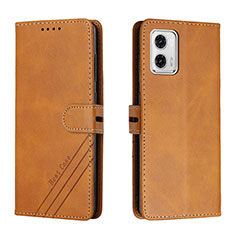 Funda de Cuero Cartera con Soporte Carcasa H02X para Motorola Moto G73 5G Marron Claro