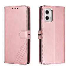 Funda de Cuero Cartera con Soporte Carcasa H02X para Motorola Moto G73 5G Oro Rosa