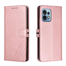 Funda de Cuero Cartera con Soporte Carcasa H02X para Motorola Moto X40 5G Oro Rosa