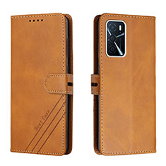 Funda de Cuero Cartera con Soporte Carcasa H02X para Oppo A53s 5G Marron Claro