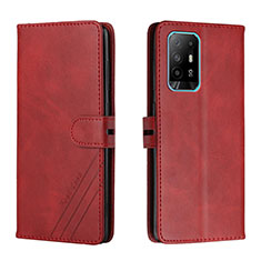 Funda de Cuero Cartera con Soporte Carcasa H02X para Oppo A94 5G Rojo