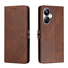 Funda de Cuero Cartera con Soporte Carcasa H02X para Realme 10 Pro+ Plus 5G Marron