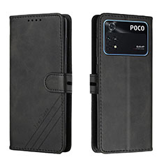 Funda de Cuero Cartera con Soporte Carcasa H02X para Xiaomi Poco M4 Pro 4G Negro