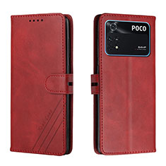 Funda de Cuero Cartera con Soporte Carcasa H02X para Xiaomi Poco M4 Pro 4G Rojo