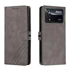 Funda de Cuero Cartera con Soporte Carcasa H02X para Xiaomi Poco X4 Pro 5G Gris