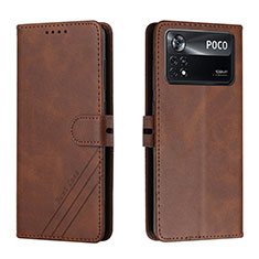 Funda de Cuero Cartera con Soporte Carcasa H02X para Xiaomi Poco X4 Pro 5G Marron