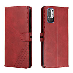 Funda de Cuero Cartera con Soporte Carcasa H02X para Xiaomi Redmi Note 10 5G Rojo