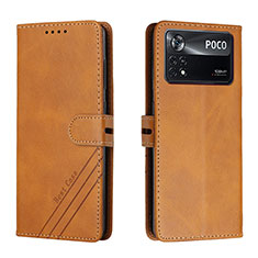 Funda de Cuero Cartera con Soporte Carcasa H02X para Xiaomi Redmi Note 11E Pro 5G Marron Claro