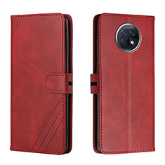 Funda de Cuero Cartera con Soporte Carcasa H02X para Xiaomi Redmi Note 9 5G Rojo