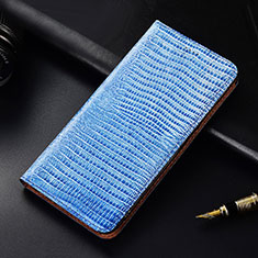 Funda de Cuero Cartera con Soporte Carcasa H03 para Apple iPhone 14 Pro Azul Cielo