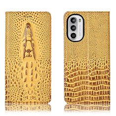 Funda de Cuero Cartera con Soporte Carcasa H03P para Motorola Moto Edge (2022) 5G Amarillo